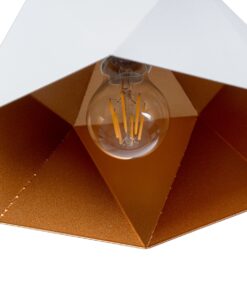 GloboStar® HEXAGON 01377 Μοντέρνο Κρεμαστό Φωτιστικό Οροφής Μονόφωτο 1 x E27 Λευκό Χρυσό Μεταλλικό Καμπάνα Φ21.5 x Υ15cm