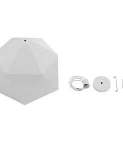 GloboStar® HEXAGON 01378 Μοντέρνο Κρεμαστό Φωτιστικό Οροφής Μονόφωτο Λευκό Χρυσό Μεταλλικό Καμπάνα Φ46 x Υ25cm