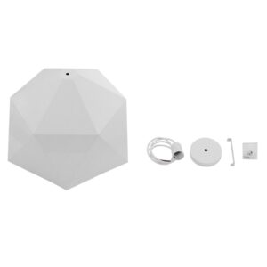 GloboStar® HEXAGON 01378 Μοντέρνο Κρεμαστό Φωτιστικό Οροφής Μονόφωτο Λευκό Χρυσό Μεταλλικό Καμπάνα Φ46 x Υ25cm