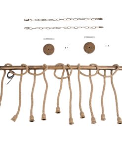 GloboStar® FERULE 01380 Vintage Industrial Κρεμαστό Φωτιστικό Οροφής Πολύφωτο 10 x E27 Μπρούτζινο Μεταλλικό με Μπεζ Σχοινί Μ150 x Π4 x Y62.5cm