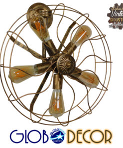 GloboStar® ERAFAN 01381 Vintage Industrial Φωτιστικό Τοίχου Απλίκα Πολύφωτο Καφέ Σκουριά Μεταλλικό Πλέγμα Φ46 x Μ22 x Π46 x Υ46cm