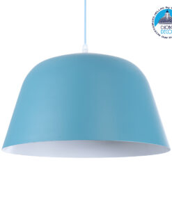 GloboStar® DOWNVALE 01286 Μοντέρνο Κρεμαστό Φωτιστικό Οροφής Μονόφωτο 1 x E27 Μπλε Μεταλλικό Καμπάνα Φ40 x Y24cm