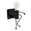 GloboStar® FIGURE 10001388 Μοντέρνο Παιδικό Φωτιστικό Τοίχου Απλίκα Μονόφωτο Μαύρο Μεταλλικό Φιγούρα Μ12 x Π19 x Υ17cm