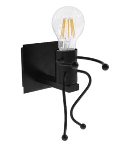 GloboStar® FIGURE 10001388 Μοντέρνο Παιδικό Φωτιστικό Τοίχου Απλίκα Μονόφωτο Μαύρο Μεταλλικό Φιγούρα Μ12 x Π19 x Υ17cm