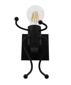 GloboStar® FIGURE 10001388 Μοντέρνο Παιδικό Φωτιστικό Τοίχου Απλίκα Μονόφωτο Μαύρο Μεταλλικό Φιγούρα Μ12 x Π19 x Υ17cm