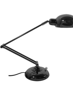 GloboStar® OFFICE BLACK 01392 Μοντέρνο Επιτραπέζιο Φωτιστικό Πορτατίφ Μονόφωτο Μεταλλικό Μαύρο Νίκελ Φ12 x Υ80cm