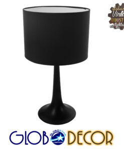 GloboStar® AMBROSIA BLACK 01394 Μοντέρνο Επιτραπέζιο Φωτιστικό Πορτατίφ Μονόφωτο Μεταλλικό με Μαύρο Καπέλο Φ25 x Υ46cm