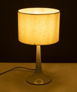 GloboStar® AMBROSIA WHITE 01395 Μοντέρνο Επιτραπέζιο Φωτιστικό Πορτατίφ Μονόφωτο Μεταλλικό με Λευκό Καπέλο Φ25 x Υ46cm