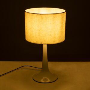 GloboStar® AMBROSIA WHITE 01395 Μοντέρνο Επιτραπέζιο Φωτιστικό Πορτατίφ Μονόφωτο Μεταλλικό με Λευκό Καπέλο Φ25 x Υ46cm