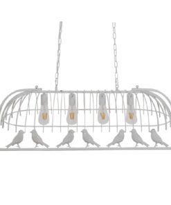 GloboStar® NIDUS 01403 Vintage Industrial Κρεμαστό Φωτιστικό Οροφής Πολύφωτο 4 x E27 Λευκό Μεταλλικό Πλέγμα Μ105 x Π37 x Y36.5cm