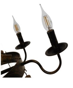 GloboStar® VICTORIAN 01404 Vintage Κρεμαστό Φωτιστικό Οροφής Πολύφωτο 6 x E14 Μπρούτζινο Σκουριά Μεταλλικό Πολυέλαιος με Μπεζ Σχοινί Φ76 x Y65cm