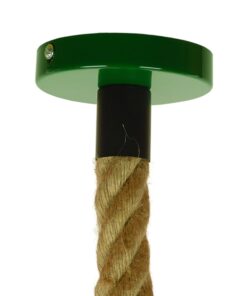 GloboStar® ELEDA 01408 Vintage Industrial Κρεμαστό Φωτιστικό Οροφής Μονόφωτο 1 x E27 Πράσινο Λευκό Μεταλλικό Καμπάνα Πλέγμα με Μπεζ Σχοινί Φ36 x Υ31cm