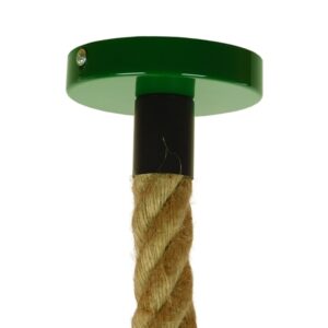 GloboStar® ELEDA 01408 Vintage Industrial Κρεμαστό Φωτιστικό Οροφής Μονόφωτο 1 x E27 Πράσινο Λευκό Μεταλλικό Καμπάνα Πλέγμα με Μπεζ Σχοινί Φ36 x Υ31cm