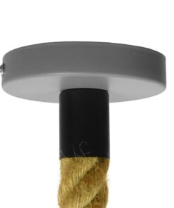 GloboStar® LUCI 01411 Vintage Industrial Κρεμαστό Φωτιστικό Οροφής Μονόφωτο 1 x E27 Γκρι Λευκό Μεταλλικό Καμπάνα Πλέγμα με Μπεζ Σχοινί Φ36 x Υ31cm