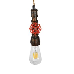 GloboStar® SPIGOT 01413 Vintage Industrial Κρεμαστό Φωτιστικό Οροφής Μονόφωτο 1 x E27 Μπρούτζινο Μεταλλικό Μ5 x Π7.5 x Y20cm