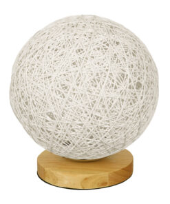 GloboStar® OCEANA 01417 Μοντέρνο Επιτραπέζιο Φωτιστικό Πορτατίφ Μονόφωτο Λευκό Ξύλινο Ψάθινο Rattan Φ20 x Υ22cm