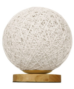 GloboStar® OCEANA 01417 Μοντέρνο Επιτραπέζιο Φωτιστικό Πορτατίφ Μονόφωτο Λευκό Ξύλινο Ψάθινο Rattan Φ20 x Υ22cm