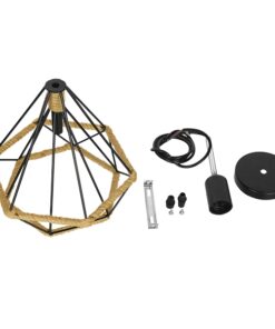 GloboStar® FLUTED 01421 Vintage Κρεμαστό Φωτιστικό Οροφής Μονόφωτο 1 x E27 Μαύρο Μεταλλικό με Μπεζ Σχοινί Φ25 x Υ24cm