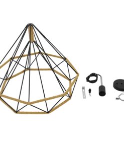 GloboStar® CONCRETE 01422 Vintage Κρεμαστό Φωτιστικό Οροφής Μονόφωτο 1 x E27 Μαύρο Μεταλλικό με Μπεζ Σχοινί Φ50 x Υ44cm