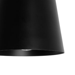 GloboStar® LANA 01424 Μοντέρνο Κρεμαστό Φωτιστικό Οροφής Μονόφωτο 1 x E27 με Ξύλινη Βάση και Μαύρο Καπέλο Φ13 x Y17cm