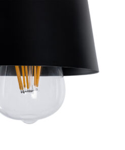 GloboStar® LANA 01425 ΣΕΤ Μοντέρνο Κρεμαστό Φωτιστικό Οροφής Τρίφωτο 3 x E27 με Ξύλινη Βάση και Μαύρο Καπέλο Φ13 x Μ58 x Y17cm