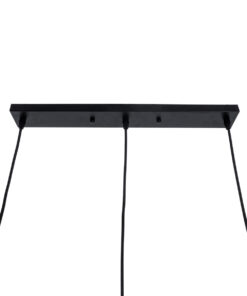 GloboStar® LANA 01425 ΣΕΤ Μοντέρνο Κρεμαστό Φωτιστικό Οροφής Τρίφωτο 3 x E27 με Ξύλινη Βάση και Μαύρο Καπέλο Φ13 x Μ58 x Y17cm