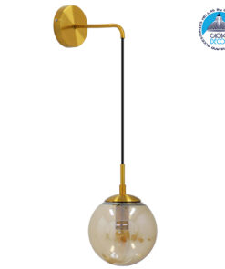 GloboStar® MADISON 01427 Μοντέρνο Φωτιστικό Τοίχου Απλίκα Μονόφωτο Χρυσό με Μελί Γυαλί Φ15 x Y54cm