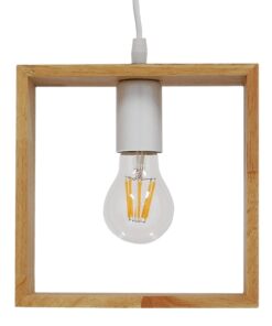 GloboStar® ELISE 01428 Μοντέρνο Κρεμαστό Φωτιστικό Οροφής Μονόφωτο 1 x E27 Μπεζ Ξύλινο Δρυς Μ20 x Π8 x Υ23cm