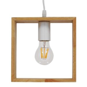 GloboStar® ELISE 01428 Μοντέρνο Κρεμαστό Φωτιστικό Οροφής Μονόφωτο 1 x E27 Μπεζ Ξύλινο Δρυς Μ20 x Π8 x Υ23cm