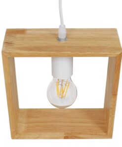 GloboStar® ELISE 01428 Μοντέρνο Κρεμαστό Φωτιστικό Οροφής Μονόφωτο 1 x E27 Μπεζ Ξύλινο Δρυς Μ20 x Π8 x Υ23cm