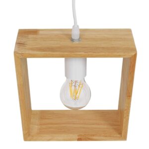 GloboStar® ELISE 01428 Μοντέρνο Κρεμαστό Φωτιστικό Οροφής Μονόφωτο 1 x E27 Μπεζ Ξύλινο Δρυς Μ20 x Π8 x Υ23cm