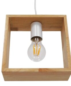 GloboStar® ELISE 01428 Μοντέρνο Κρεμαστό Φωτιστικό Οροφής Μονόφωτο 1 x E27 Μπεζ Ξύλινο Δρυς Μ20 x Π8 x Υ23cm