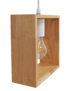 GloboStar® ELISE 01428 Μοντέρνο Κρεμαστό Φωτιστικό Οροφής Μονόφωτο 1 x E27 Μπεζ Ξύλινο Δρυς Μ20 x Π8 x Υ23cm