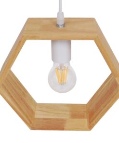 GloboStar® ELISE 01429 Μοντέρνο Κρεμαστό Φωτιστικό Οροφής Μονόφωτο 1 x E27 Μπεζ Ξύλινο Δρυς Μ26 x Π8 x Υ25cm