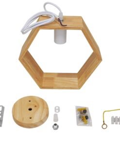 GloboStar® ELISE 01429 Μοντέρνο Κρεμαστό Φωτιστικό Οροφής Μονόφωτο 1 x E27 Μπεζ Ξύλινο Δρυς Μ26 x Π8 x Υ25cm