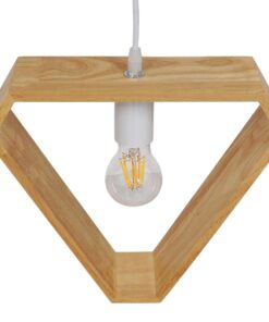 GloboStar® ELISE 01430 Μοντέρνο Κρεμαστό Φωτιστικό Οροφής Μονόφωτο 1 x E27 Μπεζ Ξύλινο Δρυς Μ29 x Π8 x Υ28cm