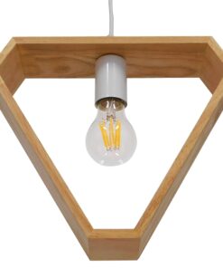 GloboStar® ELISE 01430 Μοντέρνο Κρεμαστό Φωτιστικό Οροφής Μονόφωτο 1 x E27 Μπεζ Ξύλινο Δρυς Μ29 x Π8 x Υ28cm