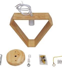 GloboStar® ELISE 01430 Μοντέρνο Κρεμαστό Φωτιστικό Οροφής Μονόφωτο 1 x E27 Μπεζ Ξύλινο Δρυς Μ29 x Π8 x Υ28cm