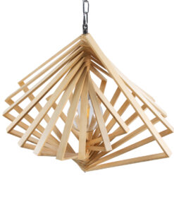 GloboStar® OCTAVE 01431 Μοντέρνο Κρεμαστό Φωτιστικό Οροφής Μονόφωτο 1 x E27 Μπεζ Ξύλινο Μ64 x Π64 x Y66cm