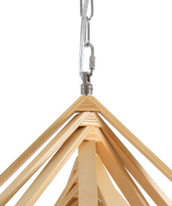 GloboStar® OCTAVE 01431 Μοντέρνο Κρεμαστό Φωτιστικό Οροφής Μονόφωτο 1 x E27 Μπεζ Ξύλινο Μ64 x Π64 x Y66cm