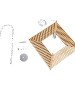 GloboStar® OCTAVE 01431 Μοντέρνο Κρεμαστό Φωτιστικό Οροφής Μονόφωτο 1 x E27 Μπεζ Ξύλινο Μ64 x Π64 x Y66cm