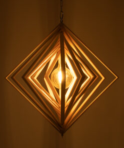 GloboStar® OCTAVE 01431 Μοντέρνο Κρεμαστό Φωτιστικό Οροφής Μονόφωτο 1 x E27 Μπεζ Ξύλινο Μ64 x Π64 x Y66cm