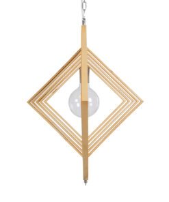 GloboStar® OCTAVE 01431 Μοντέρνο Κρεμαστό Φωτιστικό Οροφής Μονόφωτο 1 x E27 Μπεζ Ξύλινο Μ64 x Π64 x Y66cm