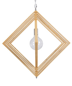 GloboStar® OCTAVE 01431 Μοντέρνο Κρεμαστό Φωτιστικό Οροφής Μονόφωτο 1 x E27 Μπεζ Ξύλινο Μ64 x Π64 x Y66cm