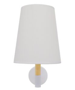 GloboStar® LYDFORD 01433 Μοντέρνο Φωτιστικό Τοίχου Απλίκα Μονόφωτο Λευκό με Μπέζ Ξύλο Μεταλλικό Φ20 x Y36cm