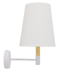 GloboStar® LYDFORD 01433 Μοντέρνο Φωτιστικό Τοίχου Απλίκα Μονόφωτο Λευκό με Μπέζ Ξύλο Μεταλλικό Φ20 x Y36cm
