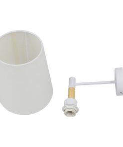GloboStar® LYDFORD 01433 Μοντέρνο Φωτιστικό Τοίχου Απλίκα Μονόφωτο Λευκό με Μπέζ Ξύλο Μεταλλικό Φ20 x Y36cm