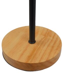 GloboStar® HONOR SQUARE 01435 Μοντέρνο Επιτραπέζιο Φωτιστικό Πορτατίφ Μονόφωτο Μαύρο Μεταλλικό με Ξύλινη Βάση Δρυς Μ20 x Π20 x Υ42cm