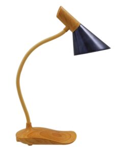 GloboStar® DRAPER 01437 Επαναφορτιζόμενο USB Φωτιστικό Γραφείου LED 6 Watt Μονόφωτο Μεταλλικό σε Απόχρωση Ξύλου με Μαύρο Καπέλο Λευκό Ημέρας 4500K