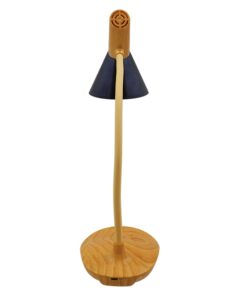 GloboStar® DRAPER 01437 Επαναφορτιζόμενο USB Φωτιστικό Γραφείου LED 6 Watt Μονόφωτο Μεταλλικό σε Απόχρωση Ξύλου με Μαύρο Καπέλο Λευκό Ημέρας 4500K